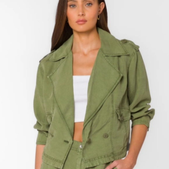By Anthropologie Green Marley Linen Blend Oversized Utility Jacket S - Picture 1 of 9